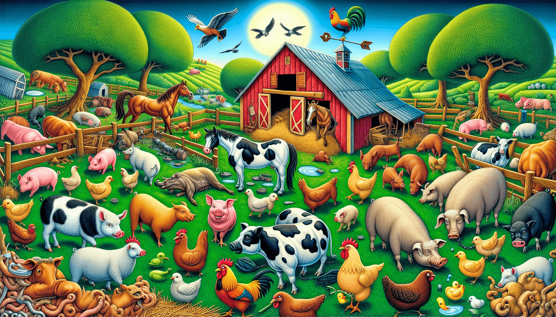 Barnyard with animated animals