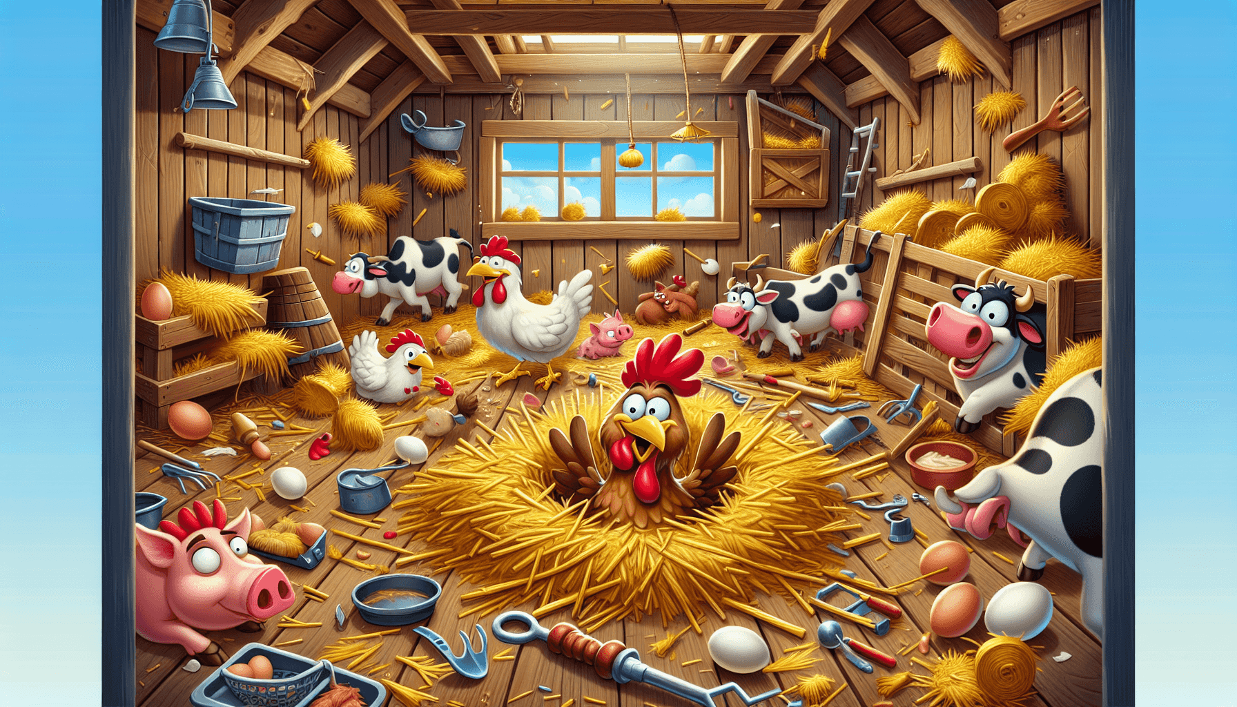 Chicken causing chaos in barn